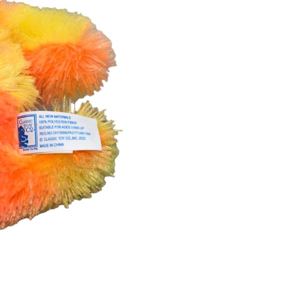 Classic Toy Sleeping Bear Bright Orange & Yellow 2022 11" Plush Stuffed Animal - Picture 3 of 6